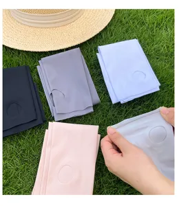 Ice silk sun protection sleeves with thumb holes, UV blocking cooling arm covers for outdoor sports.