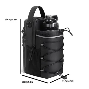 Schwarze taktische Wasserflaschen-Tasche mit Schultergurt und Netztaschen für Outdoorsport