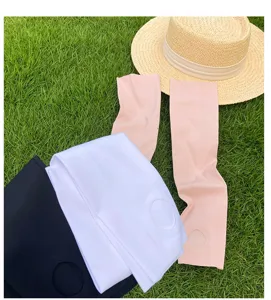 Summer ice silk sun protection arm sleeves detail view, breathable outdoor driving uv protection.