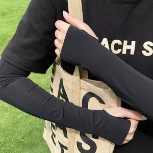 Unisex Summer Ice Silk Sun Protection Arm Sleeves UV Outdoor Driving Cycling Breathable Solid Color Arm Covers