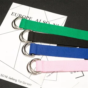 Cintura in tela unisex con fibbia in metallo a doppio anello a D per pantaloni.