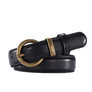 Women's Casual Retro Thin Faux Leather Belt Simple Versatile Metal Pin Buckle Dress Waist Belt For Jeans Pants