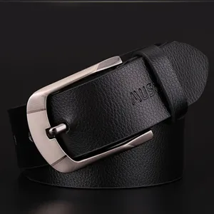 Heren Echt Leer Business Casual Riem Met Legering Doornsluiting Verstelbaar Effen Ontwerp Heren Broekriem Mode Tailleband
