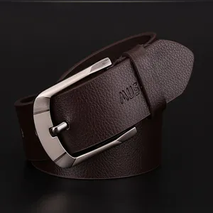 Heren lederen riem casual bruine broekriem met klassieke doornsluiting modieus ontwerp