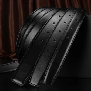 Men black leather belt strap replacement classic casual business dress belt without buckle