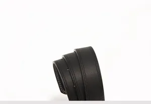 Close-up detail of black leather belt with double stitch, durable casual accessory texture.