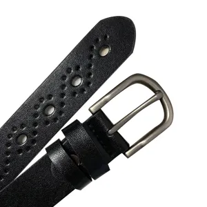 Women black leather belt hollow out pin buckle casual fashion jeans belt new style