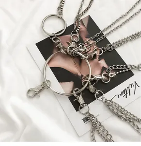 Punk metal waist chain for men and women, multi-layer hip-hop jeans chain accessories.