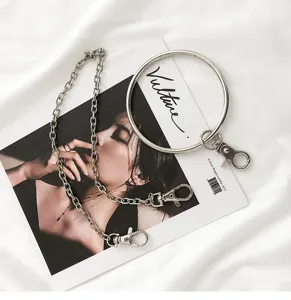 Silver metal pants chain hip hop punk waist chain trousers chain with ring and clasps detail