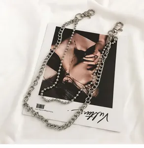 Punk double layer metal pants chain hip hop jeans chain fashion waist chain for men women