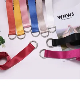 Canvas belt for men women casual adjustable waist belt with double D ring metal buckle fashion