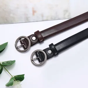 Women's Casual Versatile Fashion Faux Leather Belt Retro Metal Pin Buckle Black Brown Waist Belt For Dress Pants