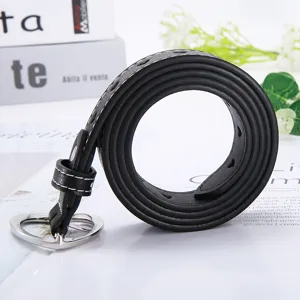 Dames zwarte lederen riem met schattige hart metalen gesp casual minimalistische mode tailleband