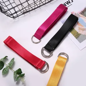 Canvas belt with double ring metal buckle casual adjustable waist strap for daily jeans wear.