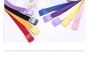 Colorful canvas belt with automatic buckle, durable fabric strap for casual jeans and daily wear.