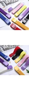 Colorful canvas belt for men and women, woven fabric strap with stylish metal buckle.