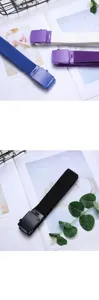 Unisex casual canvas belt with metal automatic buckle for jeans and daily wear style.
