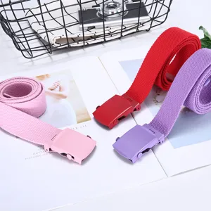 Unisex casual canvas belt with automatic metal buckle, woven design, versatile student style.