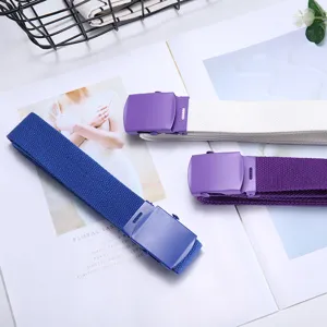 Unisex canvas belt with automatic buckle, trendy woven student minimalist casual jeans belt.