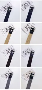 Classic casual woven stretch canvas belt with metal buckle, retro elastic braided strap.