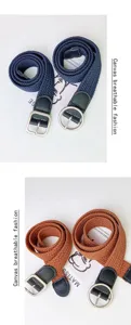 Men's casual canvas braided belt with alloy pin buckle and PU leather tip detail for daily wear.