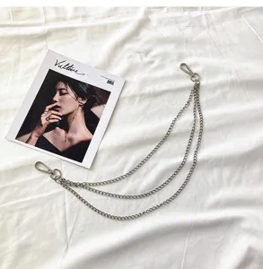 Multi-layer metal waist chain punk hip hop pants chain silver body jewelry for women girls