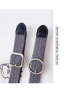 Canvas woven belt for men casual braided belt stylish metal buckle breathable design retro accessory