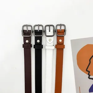 Cintura in Pelle Sintetica alla Moda da Donna Fibbia Quadrata Piccola Retrò in Lega Cinturino in Vita Cintura Casual Versatile