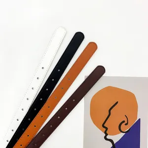 Cintura sottile da donna minimalista in pelle con quattro colori classici per outfit.