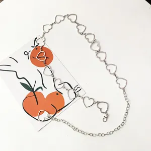 Catena da Vita in Metallo Stile Punk per Donne Hip Hop Amore Cuore Stella Cerchio Catena Cintura Moda Accessori di Gioielli per il Corpo