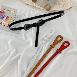 Women thin genuine leather belt minimalist skinny dress waist strap casual stylish belt