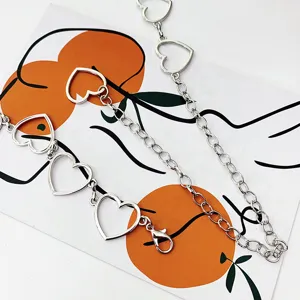 Catena da vita a cuore argento alla moda catena da pantaloni in metallo stile punk accessori