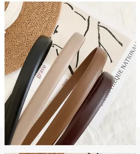 Minimalistisches Leder Haarreif Set, vielseitige einfarbige Mode Haarbänder für Damen Alltag.