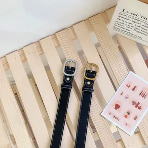 Women black belt casual retro style decorative jeans waist belt fashion versatile accessory