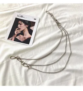 Silver multi-layer metal pants chain hip-hop style fashion waist jewelry for women.