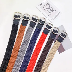 Men canvas woven belt casual retro student versatile stylish fashion jeans decorative belt