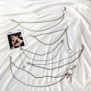 Metal multi-layer pants chain hip hop style waist chain jeans decorative accessories