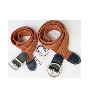 Men casual braided canvas belt, retro style student fashion jeans decorative belt with metal buckle