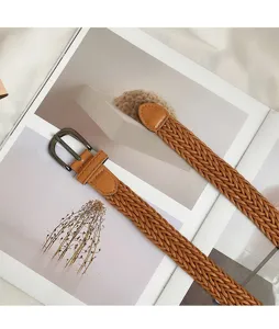Vrouwen gevlochten riem vintage retro bruin PU leer stijlvol accessoire voor jeans