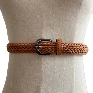 Dames Geweven Riem Koreaanse Vintage Hennep Touw Veelzijdige Mode Casual Student Jeans Decoratieve PU Lederen Riem