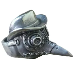 Gothic Plague Doctor Mask Ring Vintage Silver Bird Beak Statement Rings Steampunk Jewelry for Men
