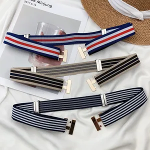 Women elastic stretch belt buckle-free invisible waist band stylish casual pants accessory