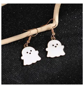 Orecchini fantasma bianco carini per Halloween, orecchini pendenti placcati oro, festa.