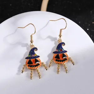 Orecchini zucca cappello da strega di Halloween, simpatici orecchini pendenti a goccia d'olio.