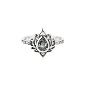 Elegante anello goccia fiore di loto per donna, squisiti gioielli geometrici in lega.