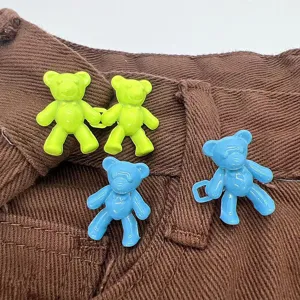 Fibbia Regolabile in Lega a Forma di Orso Bottone in Metallo Rimovibile per Jeans Regolazione della Vita