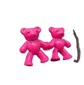 Fibbia in metallo con orsetto rosa per jeans, coppia di bottoni carini regolabili.