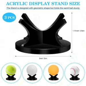 Black acrylic ball display stand set of 3 pieces for tennis golf baseball spheres storage.