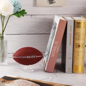 Clear acrylic sports ball display stand holder for mini rugby football desktop home decoration.