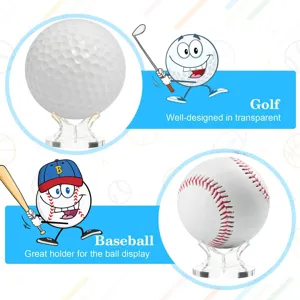 Transparent acrylic ball display stand detail, perfect for showing golf balls and baseballs.